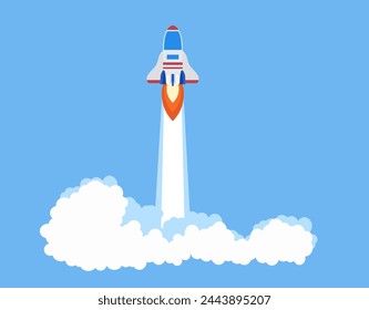 Business Startup, Corporate Image, Rocket Launch, High-speed, Sky Illustration