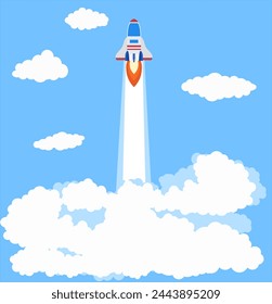 Business Startup, Corporate Image, Rocket Launch, High-speed, Sky Illustration