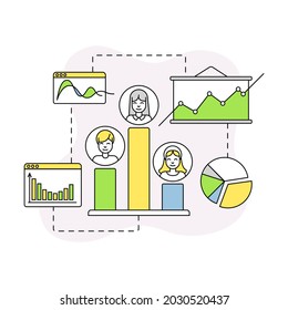 Business and Start-up Development with Profit Chart and Growth Graph Vector Line Composition