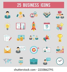 business startup flat icons set