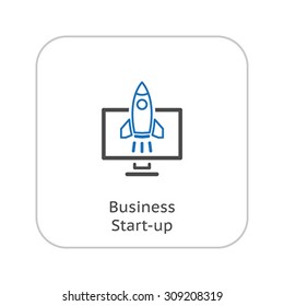 Business Start-up Icon. Business Concept. Flat Design. Isolated Illustration. Rocket Launch.
