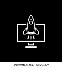 Business Start-up Icon. Concept. Flat Design Isolated Illustration. Rocket Launch.