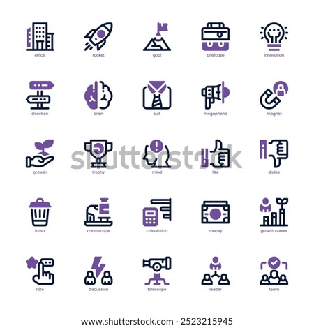 Business Startup icon pack for your website, mobile, presentation, and logo design. Business Startup icon dual tone design. Vector graphics illustration and editable stroke.