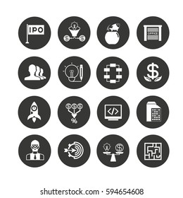 business startup icon set in circle buttons