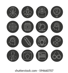 business startup icon set in circle buttons