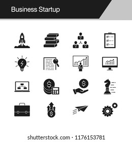 Business Startup icons. Design for presentation, graphic design, mobile application, web design, infographics. Vector illustration.