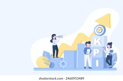 Business startup ideas concept. Arrow pointing up, growth and increase. Goal setting, target, strategy management, tactical planning, improvement and development. Flat vector design illustration.