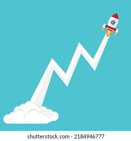 Business startup .Illustration of rocket and copy space for start up business