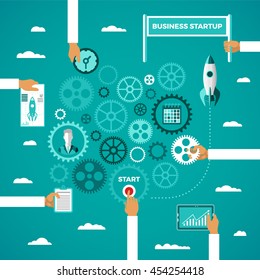 Business startup infographic concept in flat style