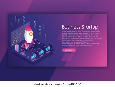 Business startup isometric design  template