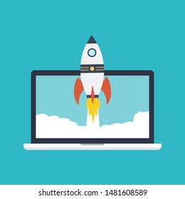 Business Startup launching product with rocket concept