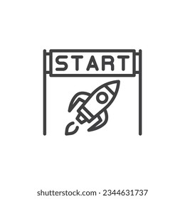 Business startup line icon. linear style sign for mobile concept and web design. Startup rocket outline vector icon. Symbol, logo illustration. Vector graphics