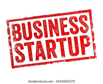 Business Startup - means a new company that is in its early stages of development, text concept stamp