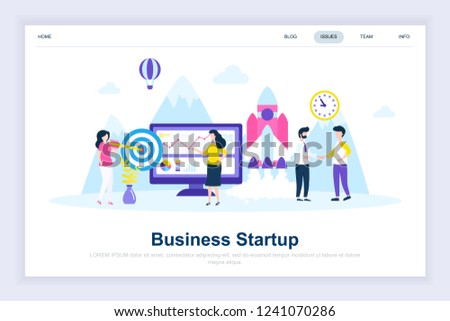 Business startup modern flat design concept. Launch work and people concept. Landing page template. Conceptual flat vector illustration for web page, website and mobile website.