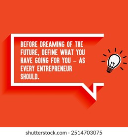 Business, startup motivational quote "Before dreaming of the future, define what you have going for you – as every entrepreneur should "