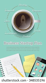 Business startup plan concept for web banner and printed material