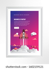 Business Startup poster With The Rocket.