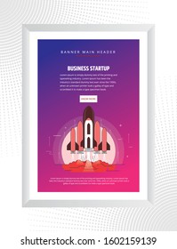 Business Startup poster With The Rocket.