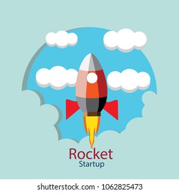 Business startup rocket.