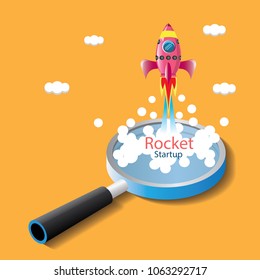 Business startup rocket.