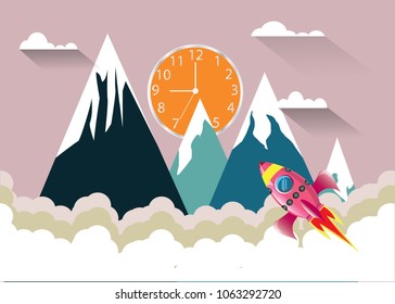 Business startup rocket.