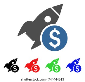 Business Startup Rocket icon. Vector illustration style is a flat iconic business startup rocket symbol with black, red, green, blue color versions. Designed for web and software interfaces.