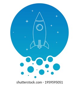 Business startup rocket launching vector creative illustration	
