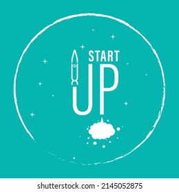 Business startup rocket launching vector creative illustration	
