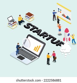 Business startup rocket take-off isometric 3d vector illustration concept for banner, website, illustration, landing page, flyer, etc.