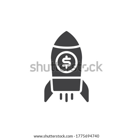 Business start-up rocket vector icon. filled flat sign for mobile concept and web design. Money rocket launch glyph icon. Symbol, logo illustration. Vector graphics