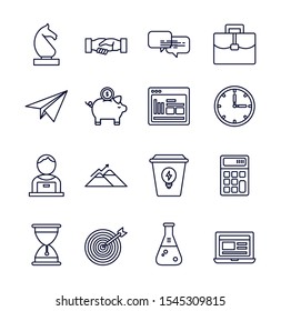 business startup success icons set line style vector illustration thick line