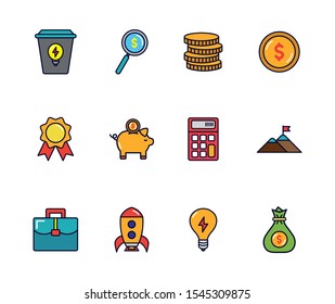 business startup success icons set vector illustration