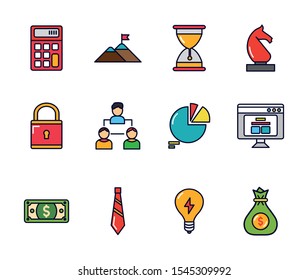 business startup success icons set vector illustration