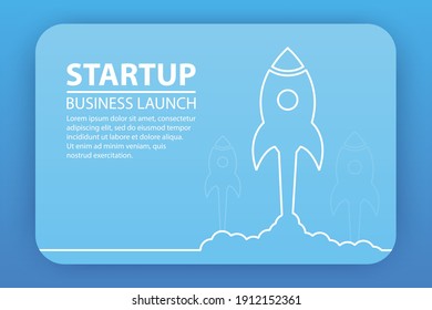 Business startup. Successful rocket launch. A line that turns into a rocket. Can be used on web pages, mobile sites, and presentations. Investment, innovation, business boost. Vector illustration.