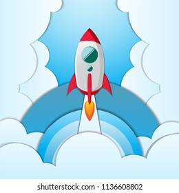 Business Startup Symbol. Vector Rocket Launch