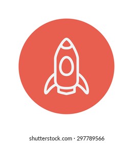 Business start-up thin line icon for web and mobile minimalistic flat design. Vector white icon inside the red circle.