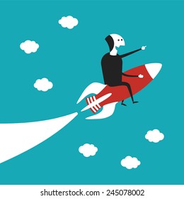 Business startup vector concept in flat cartoon style