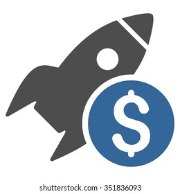 Business Startup vector icon. Style is bicolor flat symbol, cobalt and gray colors, rounded angles, white background.