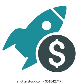Business Startup vector icon. Style is bicolor flat symbol, soft blue colors, rounded angles, white background.