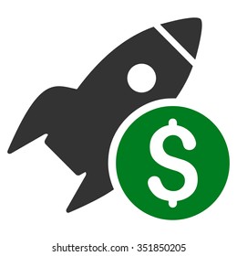 Business Startup vector icon. Style is bicolor flat symbol, green and gray colors, rounded angles, white background.