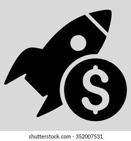 Business Startup vector icon. Style is flat symbol, black color, rounded angles, light gray background.