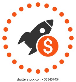 Business Startup vector icon. Style is bicolor flat circled symbol, orange and gray colors, rounded angles, white background.