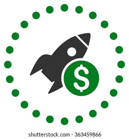 Business Startup vector icon. Style is bicolor flat circled symbol, green and gray colors, rounded angles, white background.