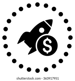 Business Startup vector icon. Style is flat circled symbol, black color, rounded angles, white background.
