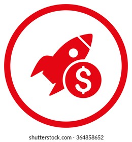 Business Startup vector icon. Style is flat circled symbol, red color, rounded angles, white background.