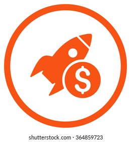 Business Startup vector icon. Style is flat circled symbol, orange color, rounded angles, white background.
