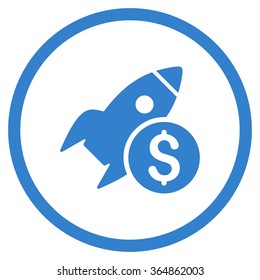Business Startup vector icon. Style is flat circled symbol, cobalt color, rounded angles, white background.