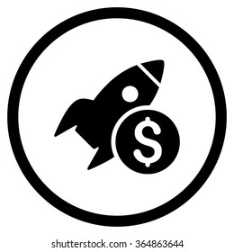 Business Startup vector icon. Style is flat circled symbol, black color, rounded angles, white background.