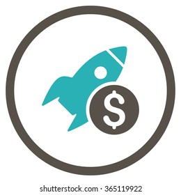 Business Startup vector icon. Style is bicolor flat circled symbol, grey and cyan colors, rounded angles, white background.