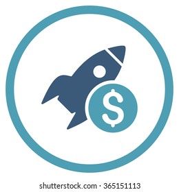 Business Startup vector icon. Style is bicolor flat circled symbol, cyan and blue colors, rounded angles, white background.